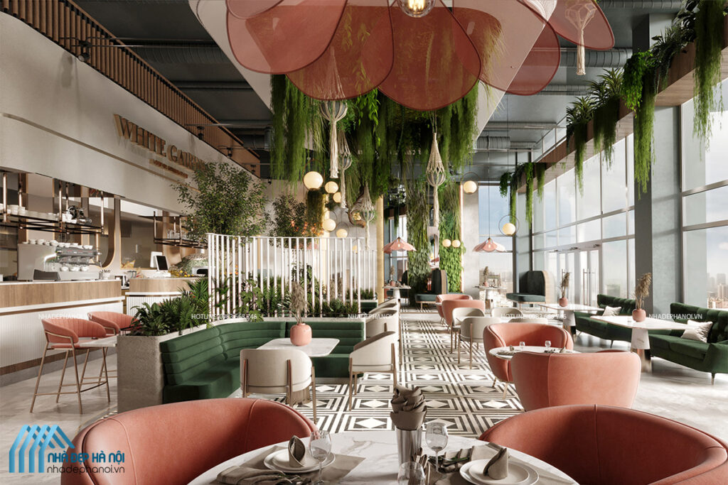 Thiết kế nội thất nhà hàng đẹp phong cách Tropical thanh lịch và tao nhã.
